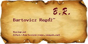 Bartovicz Regő névjegykártya